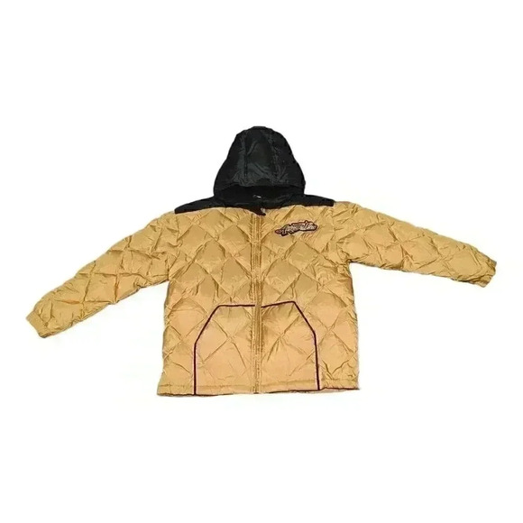 Avirex Goose Down Vasity Jacket Coat Tan Black Youth Kids Large 16 - 18 Logo - Picture 1 of 4